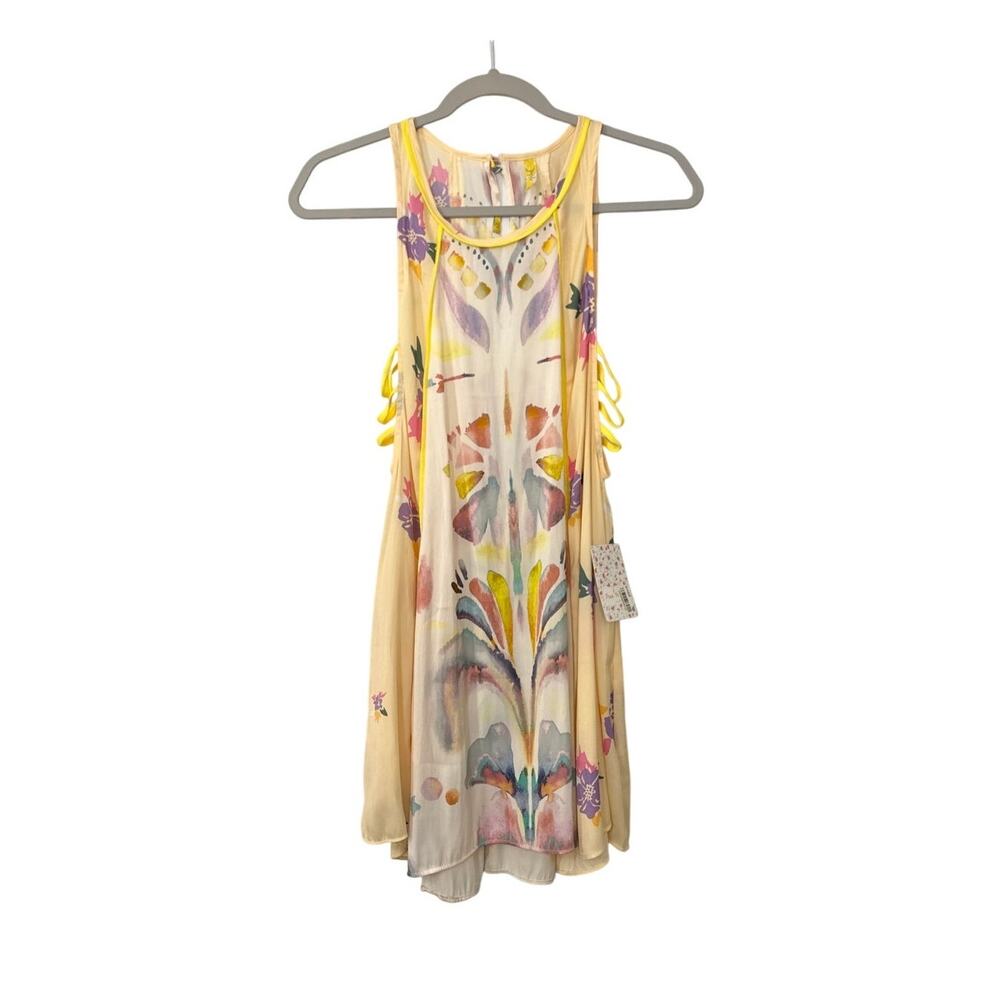 Free People Side Cut Out Flowy Floral Yellow Casual Dress Size Women's XS NWT